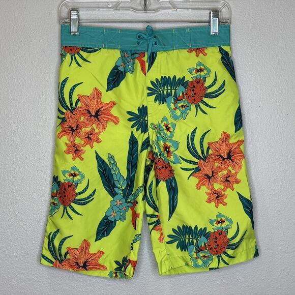 Gymboree Swimwear Swim Trunks Boys Sz 12 Bright Tropical Print Elastic Waist NEW - Picture 1 of 6